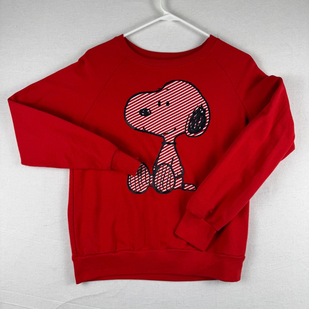 Peanuts Snoopy Red Graphic Sweatshirt Girls Large 11-13 Happiness is Peanuts